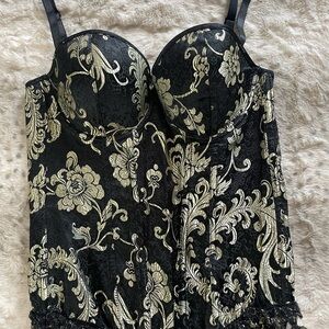 Elegant Black and Gold Bustier Size S/M